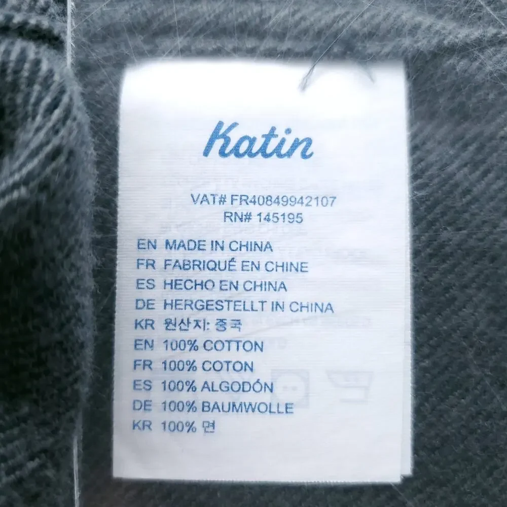 Katin Button Up Flannel Shirt Men S Dark Green‎ Gray Long Sleeve Outdoor